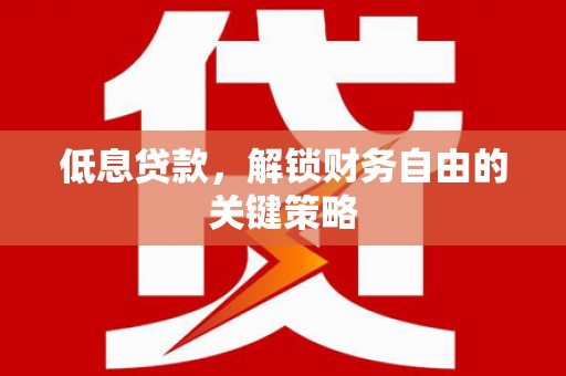 隆昌低息贷款，解锁财务自由的关键策略