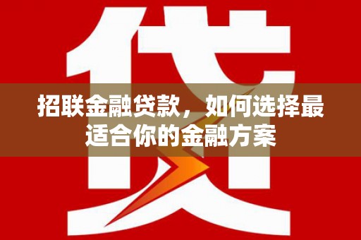 隆昌招联金融贷款，如何选择最适合你的金融方案