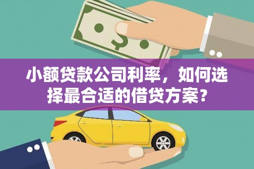 隆昌小额贷款公司利率，如何选择最合适的借贷方案？